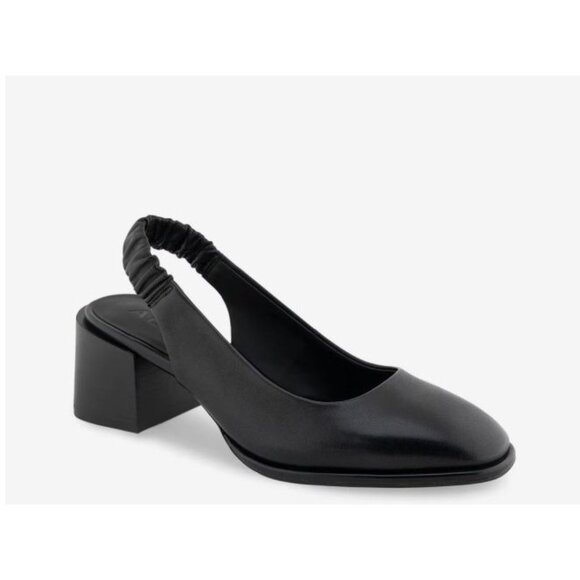 Aerosoles NWT Altona Leather Pump Block Heel Black Size 9.5 - Picture 1 of 11